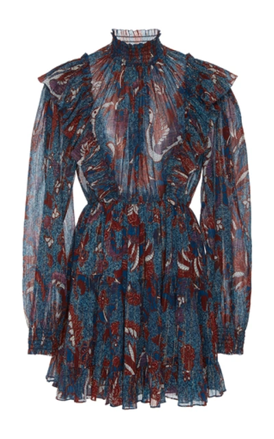 Shop Ulla Johnson Vienne Metallic Mini Dress In Blue