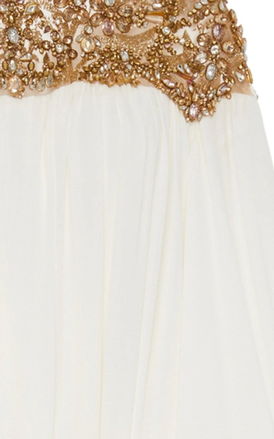 Shop Marchesa Jewel Embroidered Georgette Caftan In White