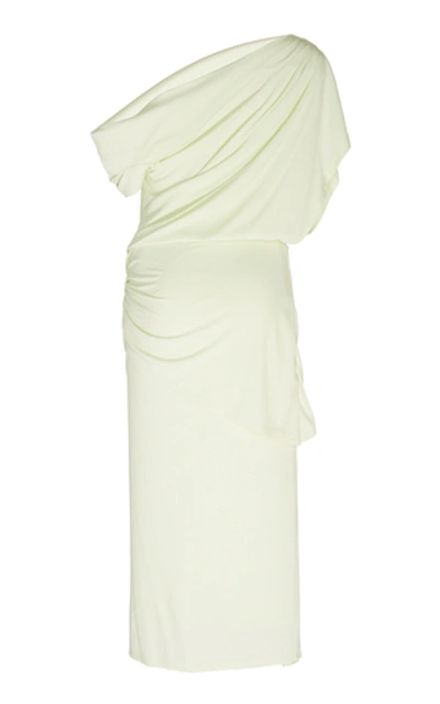 Shop Acler Karline Cold-shoulder Draped Stretch-modal Midi Dress In Green