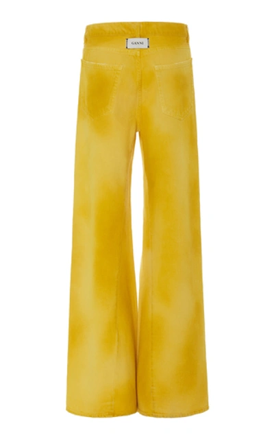 Shop Ganni Shiloh High-rise Wide-leg Jeans In Yellow