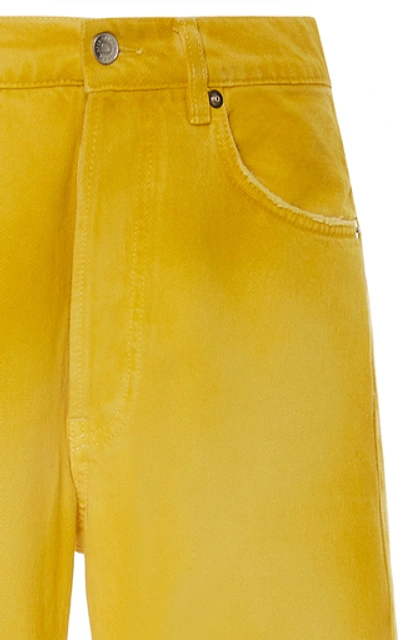 Shop Ganni Shiloh High-rise Wide-leg Jeans In Yellow