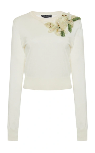 Shop Dolce & Gabbana Embellished Silk Sweater In Floral