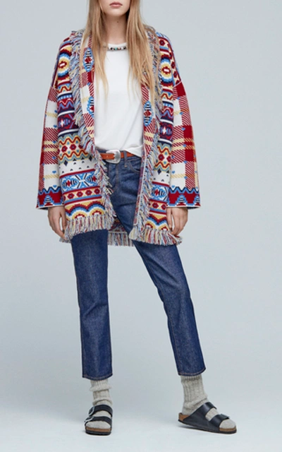 Shop Alanui Tartan Fair Isle Cashmere Cardigan In Multi