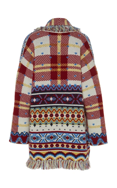 Shop Alanui Tartan Fair Isle Cashmere Cardigan In Multi