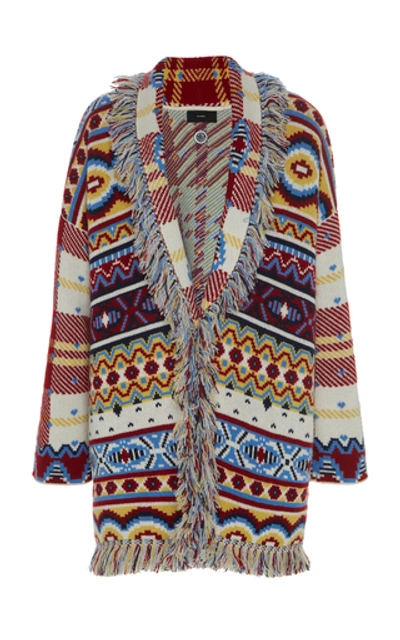 Shop Alanui Tartan Fair Isle Cashmere Cardigan In Multi