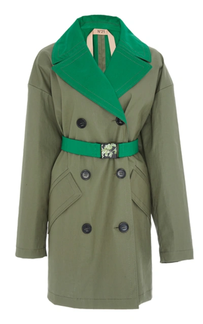 Shop N°21 Alba Double Breasted Coat In Green