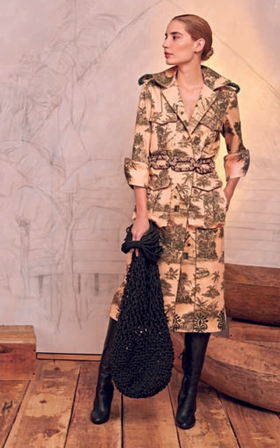 Shop Johanna Ortiz Vientos Invernales Sequin-embellished Cotton-blend Coat In Print