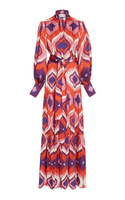 Shop Alexis Dominica Printed Pleated Crepe Maxi Dress