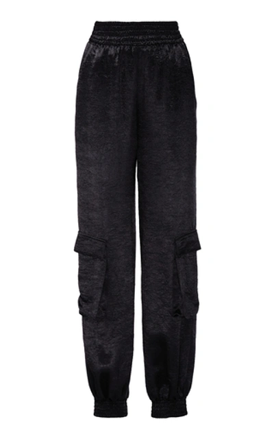 Shop Sally Lapointe Satin Straight-leg Pants In Black