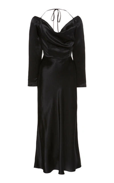 Shop Materiel Black Silk Dress With Cowl Neck And Open Back