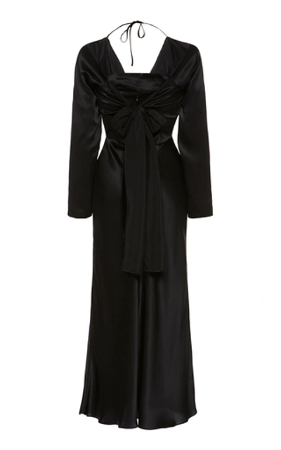 Shop Materiel Black Silk Dress With Cowl Neck And Open Back