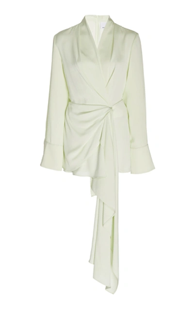 Shop Acler Spanning Draped Wrap-effect Crepe Top In Green