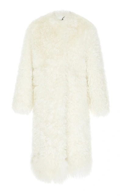 Shop Givenchy Mongolian Shearling Coat In White