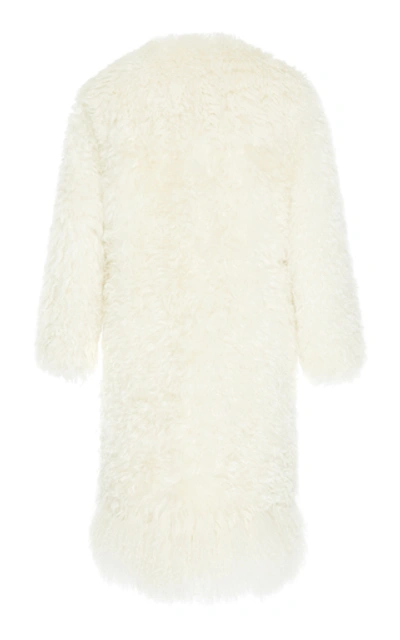 Shop Givenchy Mongolian Shearling Coat In White