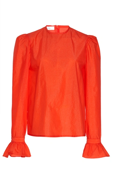 Shop Beaufille Maiolino Cap Sleeve Crepe Blouse In Orange