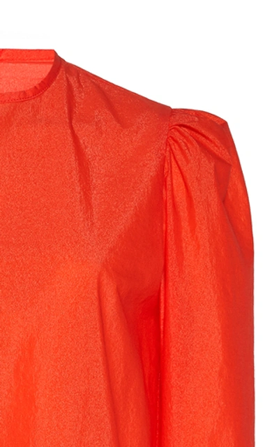 Shop Beaufille Maiolino Cap Sleeve Crepe Blouse In Orange