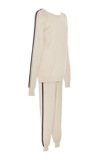 Shop Olivia Von Halle Silk And Cashmere Jogging Suit In Ivory