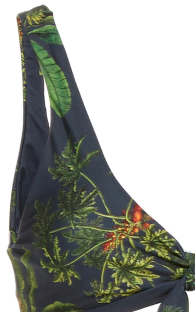 Shop Agua By Agua Bendita Grace Printed Bikini Top In Navy