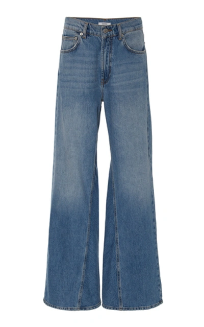 Shop Ganni High-rise Wide-leg Jeans In Light Wash