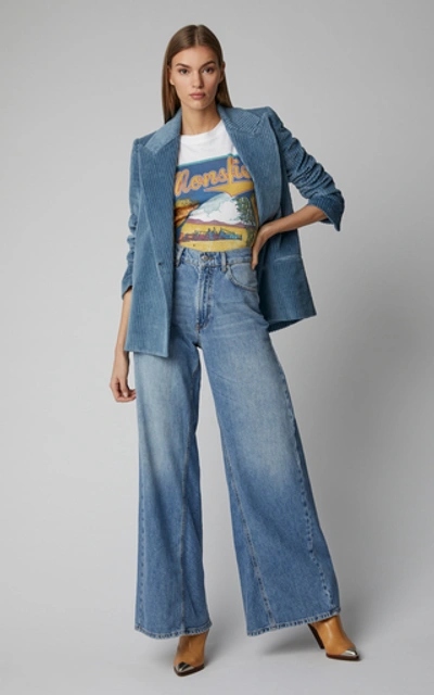 Shop Ganni High-rise Wide-leg Jeans In Light Wash