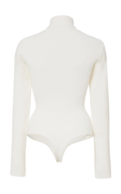 Shop Khaite Cate Wool-blend Bodysuit In White