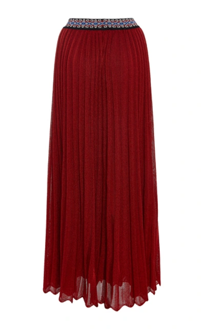 Shop Missoni Pleated Maxi Skirt In Red