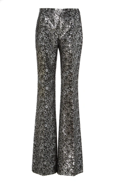 Shop Michael Kors Side Zip Flare Pant In Silver