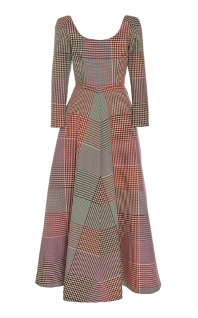 Shop Rosie Assoulin Pleated Plaid Cady Dress