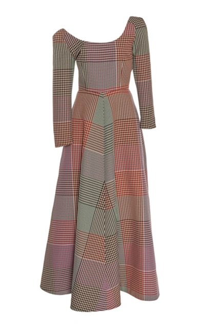 Shop Rosie Assoulin Pleated Plaid Cady Dress