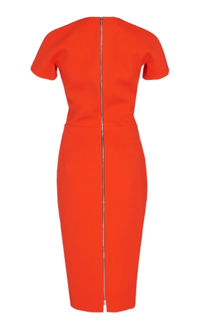 Shop Victoria Beckham Stretch-crepe Midi Dress In Red
