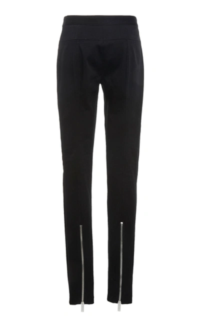 Shop Proenza Schouler Zip Detail Skinny Cotton-blend Pants In Black