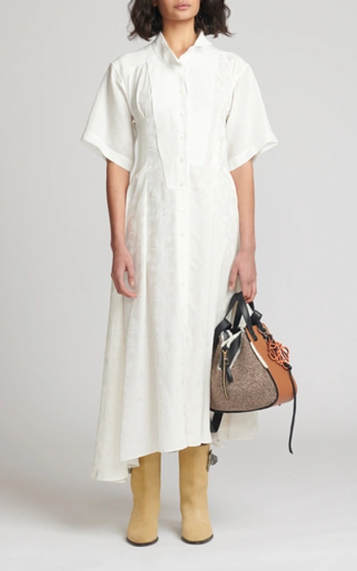 Shop Loewe Jacquard Midi Dress In White