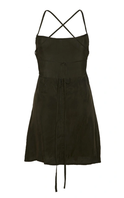 Shop Anemone Tie-back Washed-georgette Mini Dress In Black