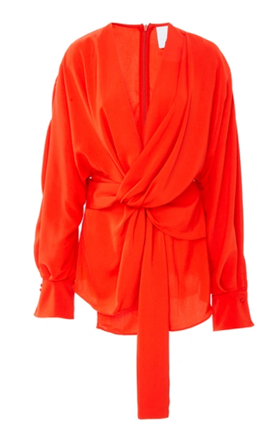 Shop Acler Jenkins Draped Chiffon Top In Orange