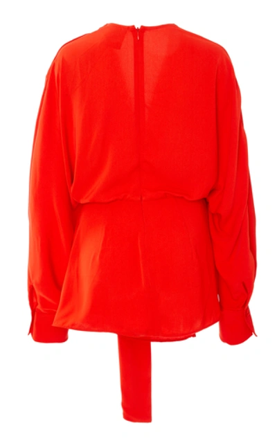 Shop Acler Jenkins Draped Chiffon Top In Orange