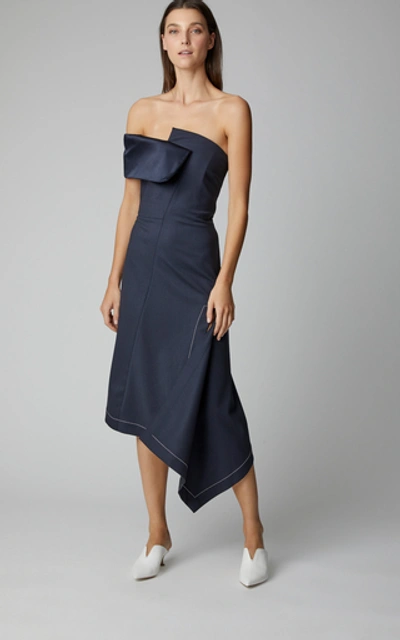 Shop Monse Twisted Off-the-shoulder Dress In Blue