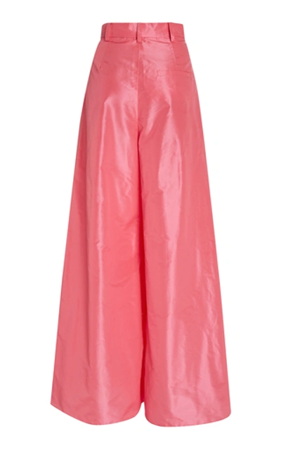 Shop Carolina Herrera High-waisted Silk-taffeta Wide-leg Pants In Pink