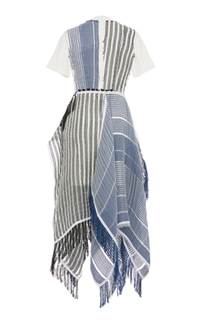 Shop Jw Anderson Asymmetric Striped Jacquard Maxi Dress In Blue