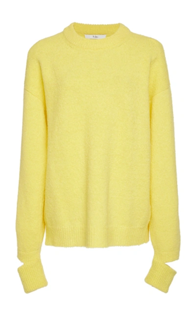 Shop Tibi Airy Spliced Sleeve Alpaca Sweater In Yellow