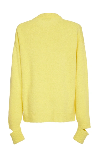 Shop Tibi Airy Spliced Sleeve Alpaca Sweater In Yellow