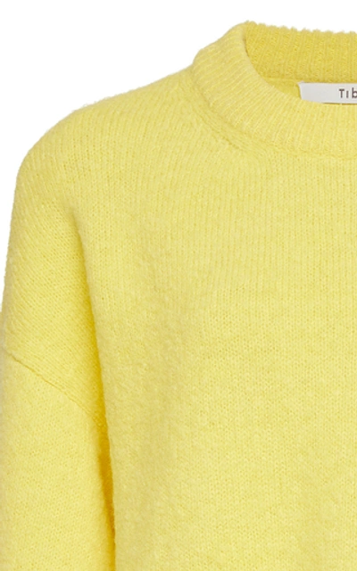 Shop Tibi Airy Spliced Sleeve Alpaca Sweater In Yellow