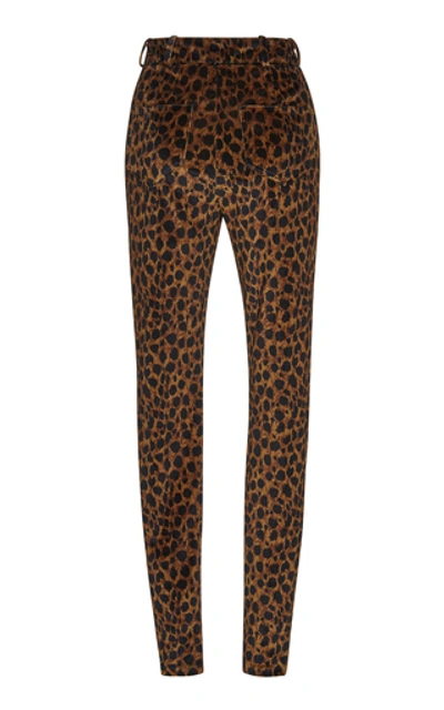 Shop Attico High-waisted Leopard-print Velvet Skinny Pants In Animal