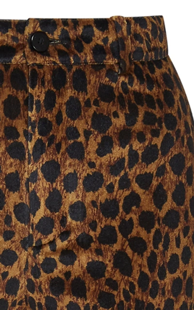 Shop Attico High-waisted Leopard-print Velvet Skinny Pants In Animal