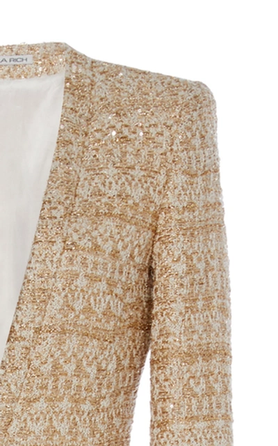 Shop Alessandra Rich Metallic Tweed Gown In Gold
