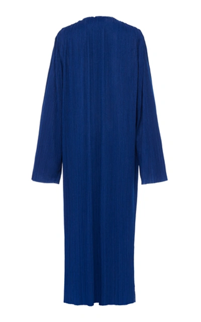 Shop Givenchy Pleated Jersey Midi Dress In Blue