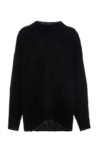 Shop Isabel Marant Idol Oversized Ribbed Wool Sweater In Black