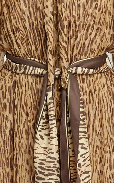 Shop Zimmermann Belted Printed Silk-chiffon Maxi Dress In Animal