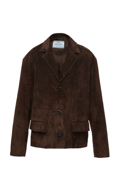 Shop Prada Women's Leather Jacket In Neutral,brown