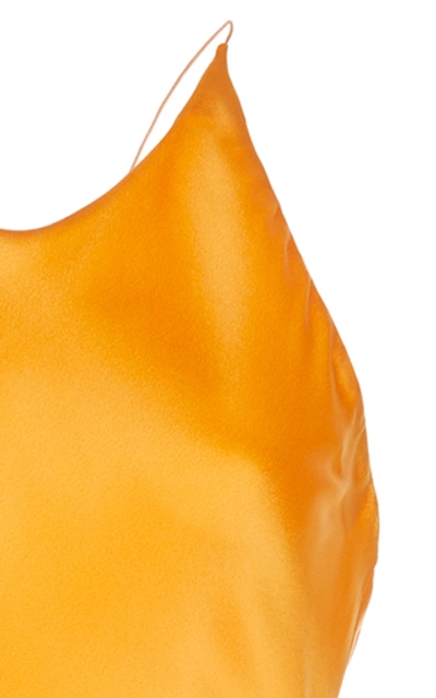 Shop Rosetta Getty Cross Back Satin Slip Dress In Orange