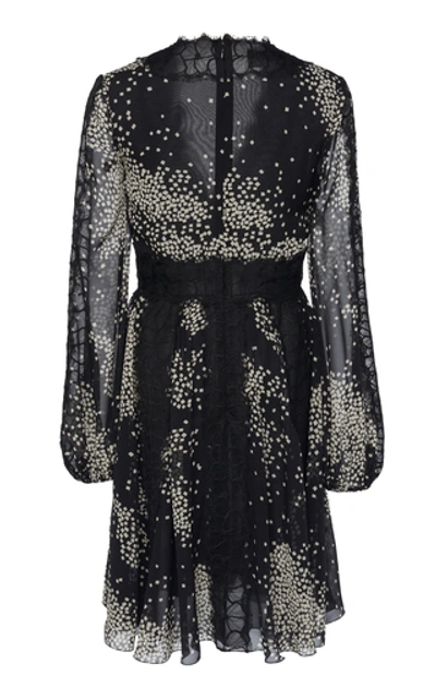 Shop Giambattista Valli Lace-paneled Printed Silk-chiffon Dress